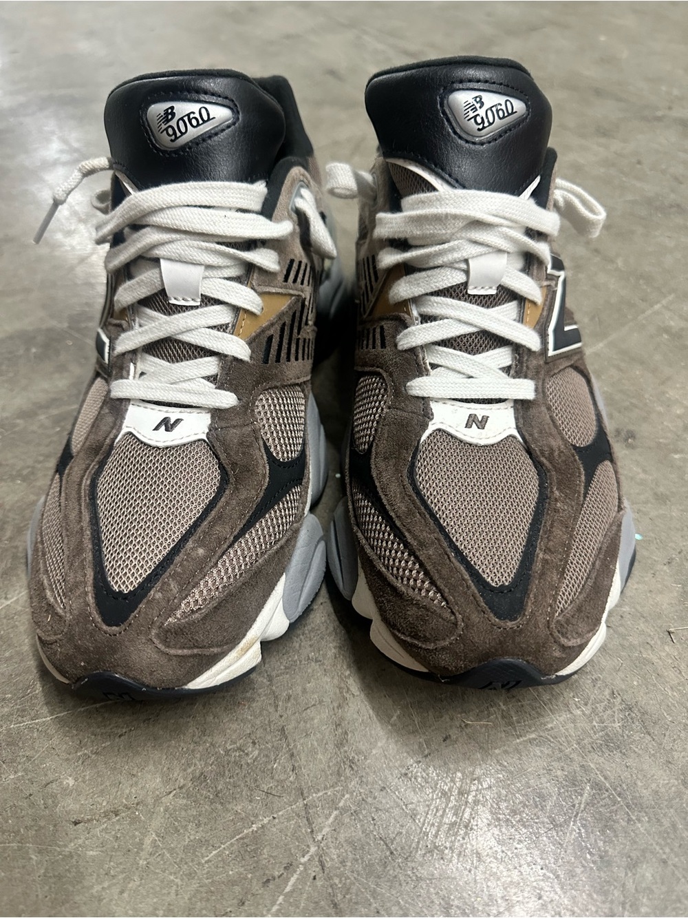 New Balance 9060 Brown and Taupe Suede Mesh Sneakers